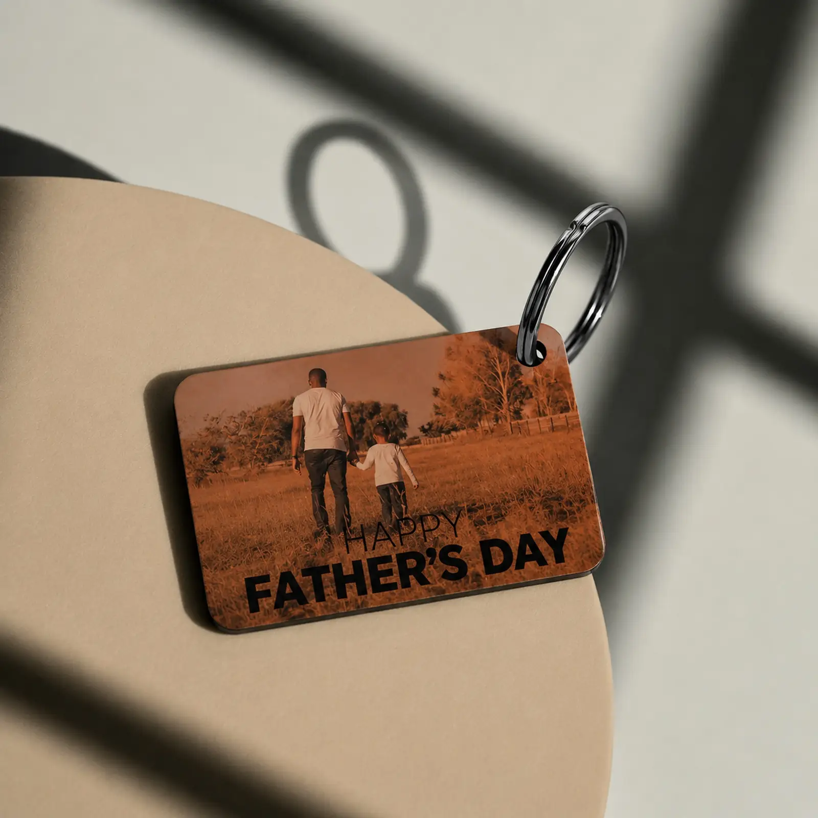 Wooden Rectangle Photo Keyring - Image 3