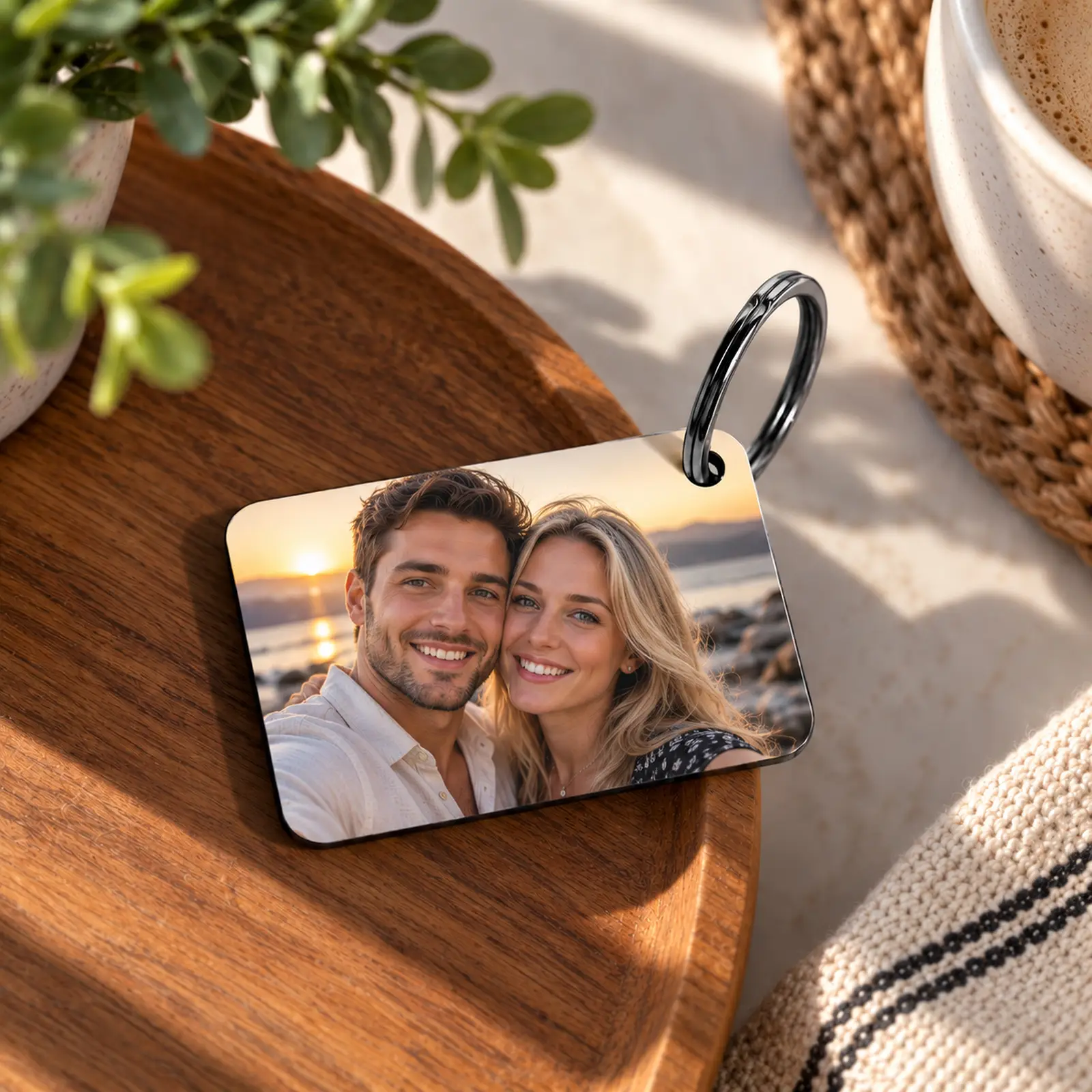 Wooden Rectangle Photo Keyring - Image 6