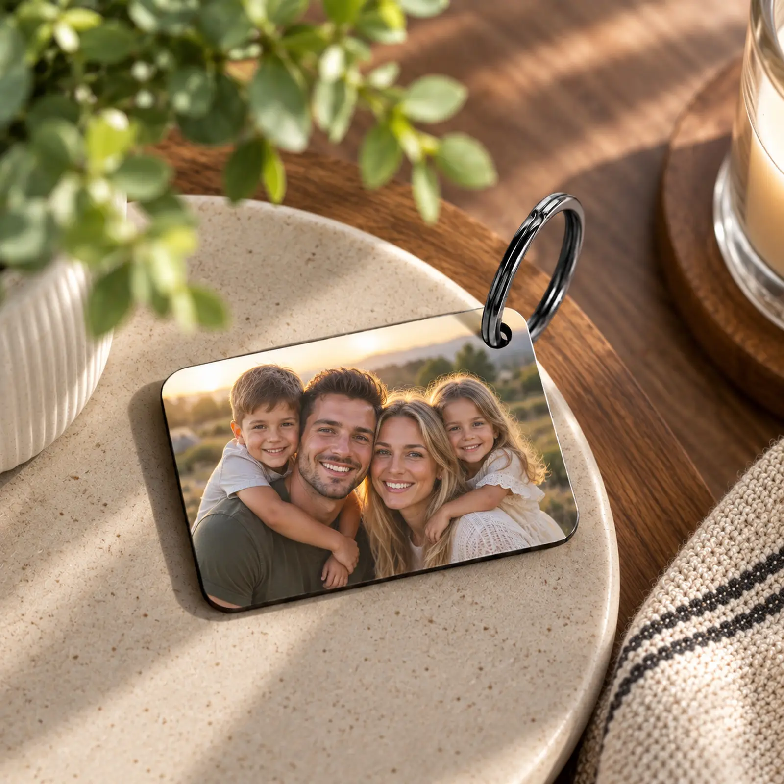 Wooden Rectangle Photo Keyring - Image 5